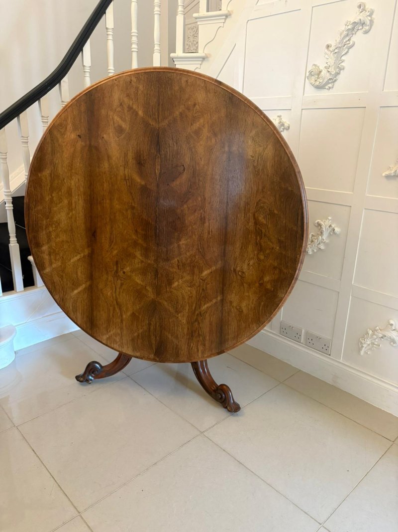 Antique Victorian Quality Carved Rosewood Circular Dining Table - Image 3